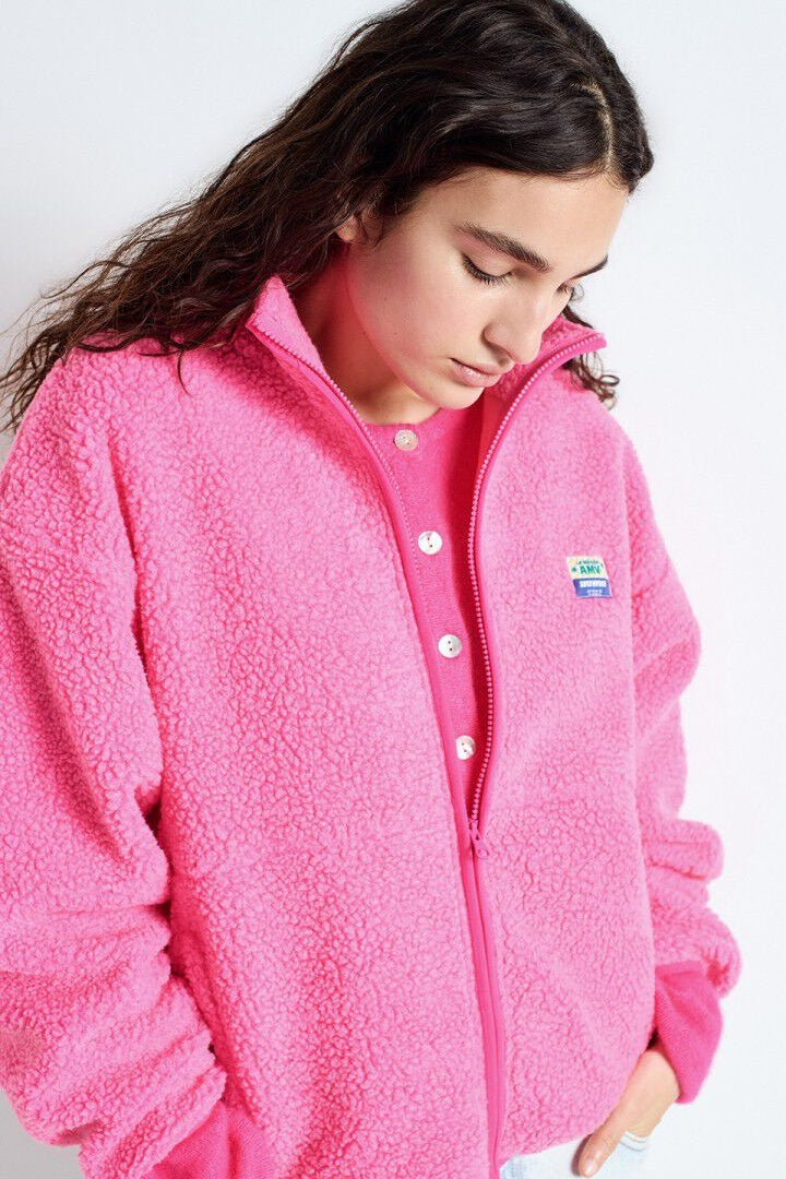 Hoktown Acid Pink Melange Zip Fleece