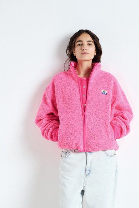 Hoktown Acid Pink Melange Zip Fleece