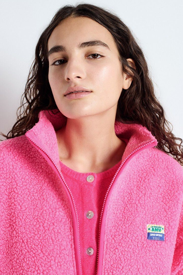 Hoktown Acid Pink Melange Zip Fleece