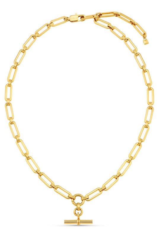 Gold T-Bar Link Necklace