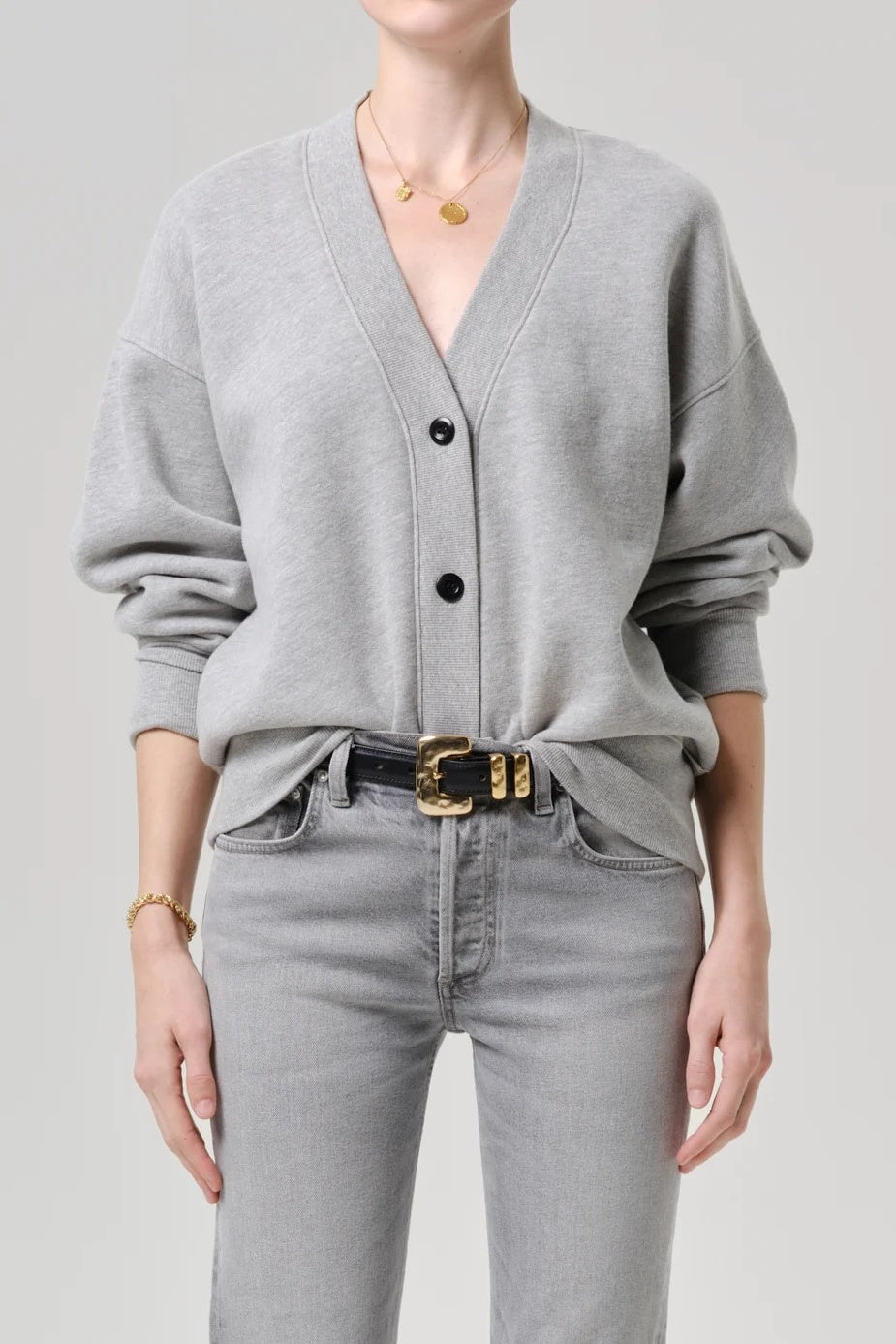 Grey Fleece Cardigan