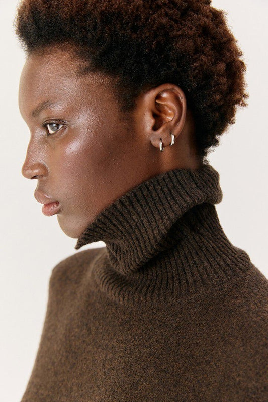 Ouity Choco Melange Roll Neck Jumper
