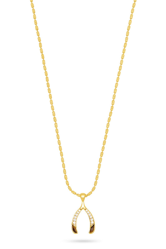 Wishbone Tiger's Eye Pendant Necklace