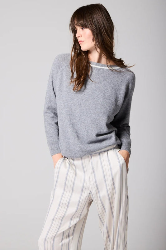 Silver Grey Cashmere and Silk Sweatshirt
