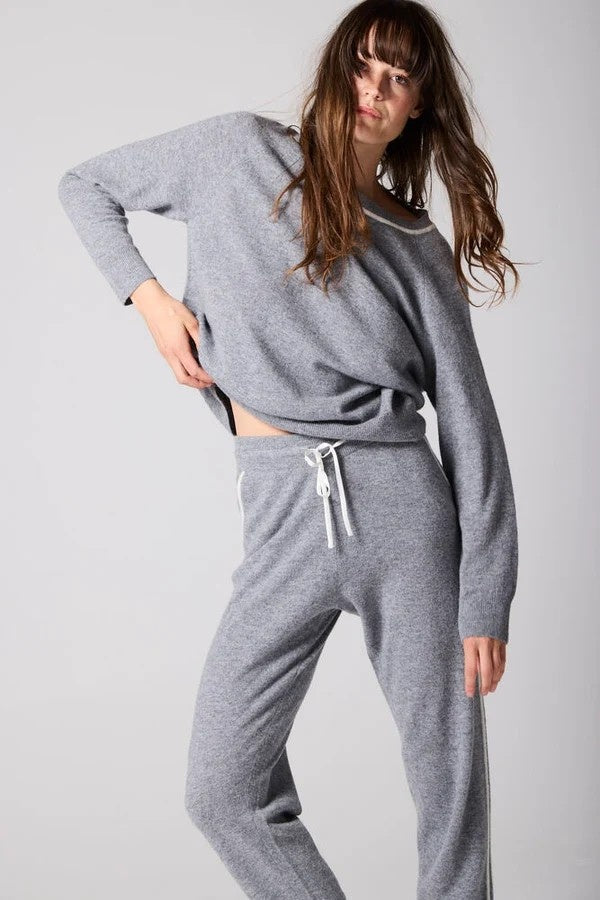Silver Grey Cashmere and Silk Sweatshirt