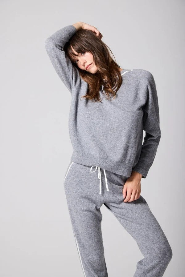 Silver Grey Cashmere and Silk Sweatshirt