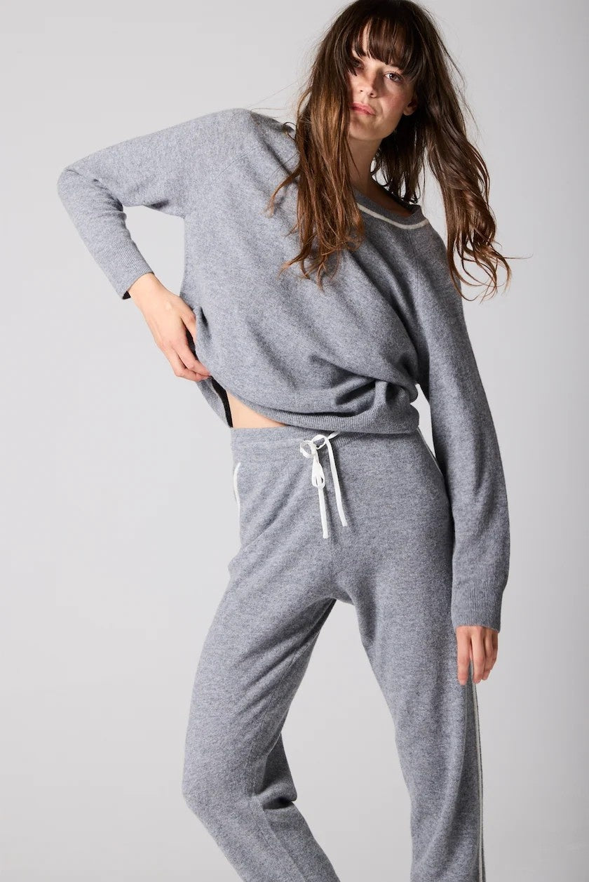 Silver Grey Cashmere and Silk Joggers