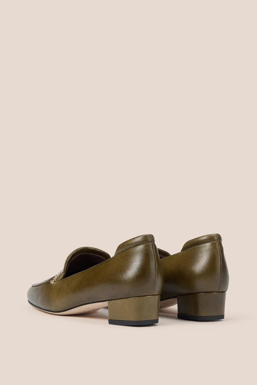 Rowan Olive Mid Heel Loafer