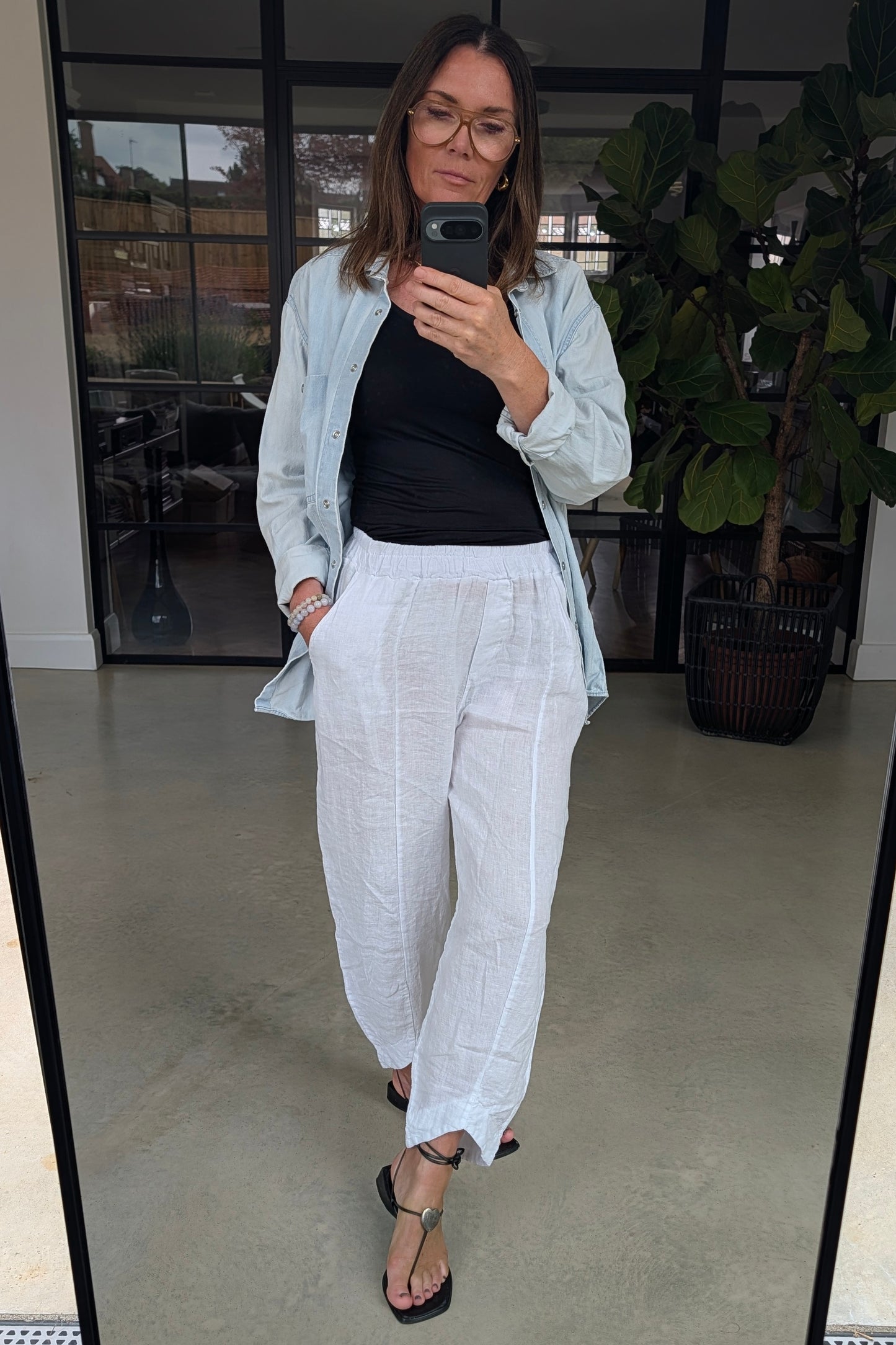 Barrel Cropped Linen Trousres