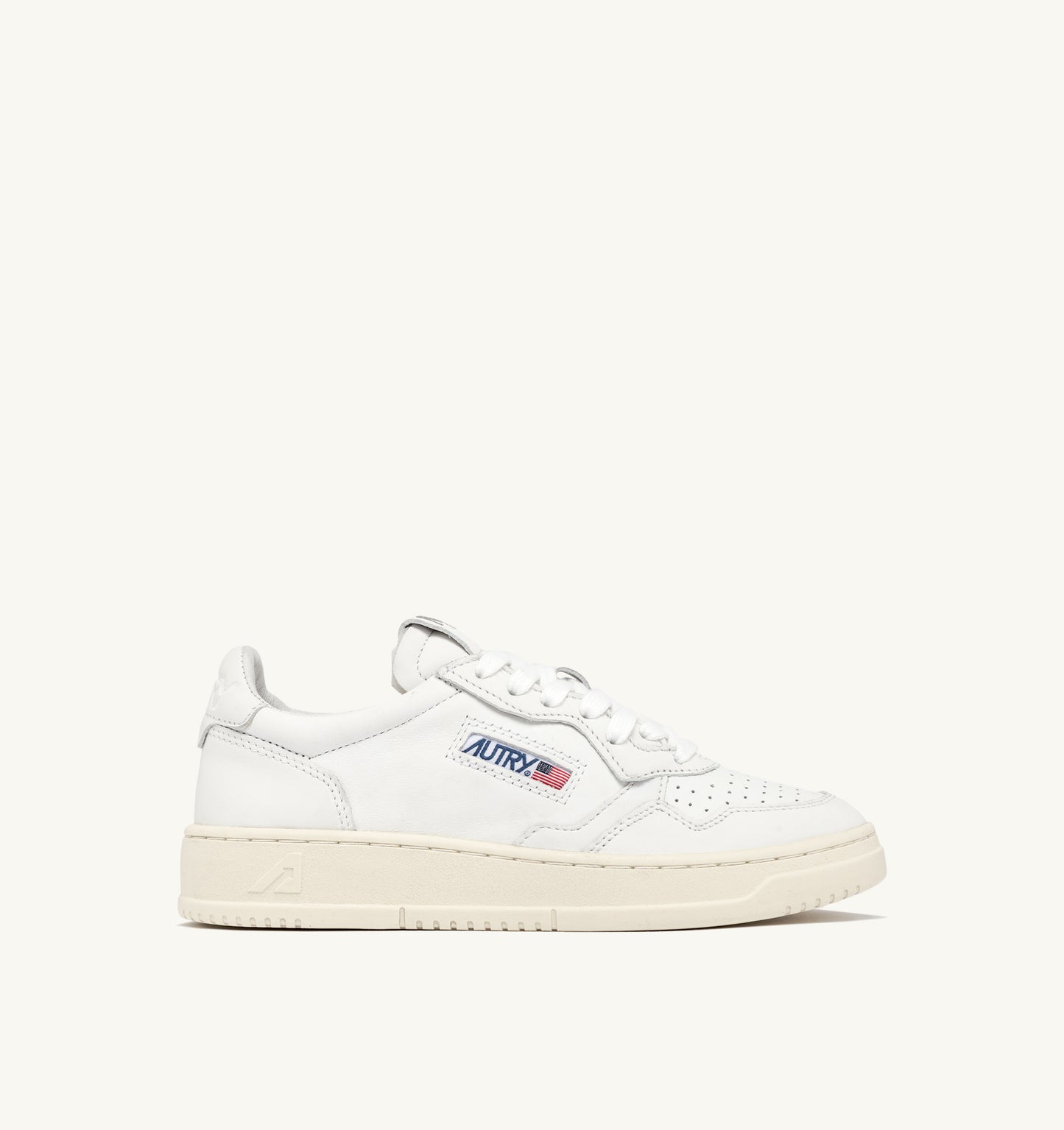 Medalist White Goatskin Leather Sneakers