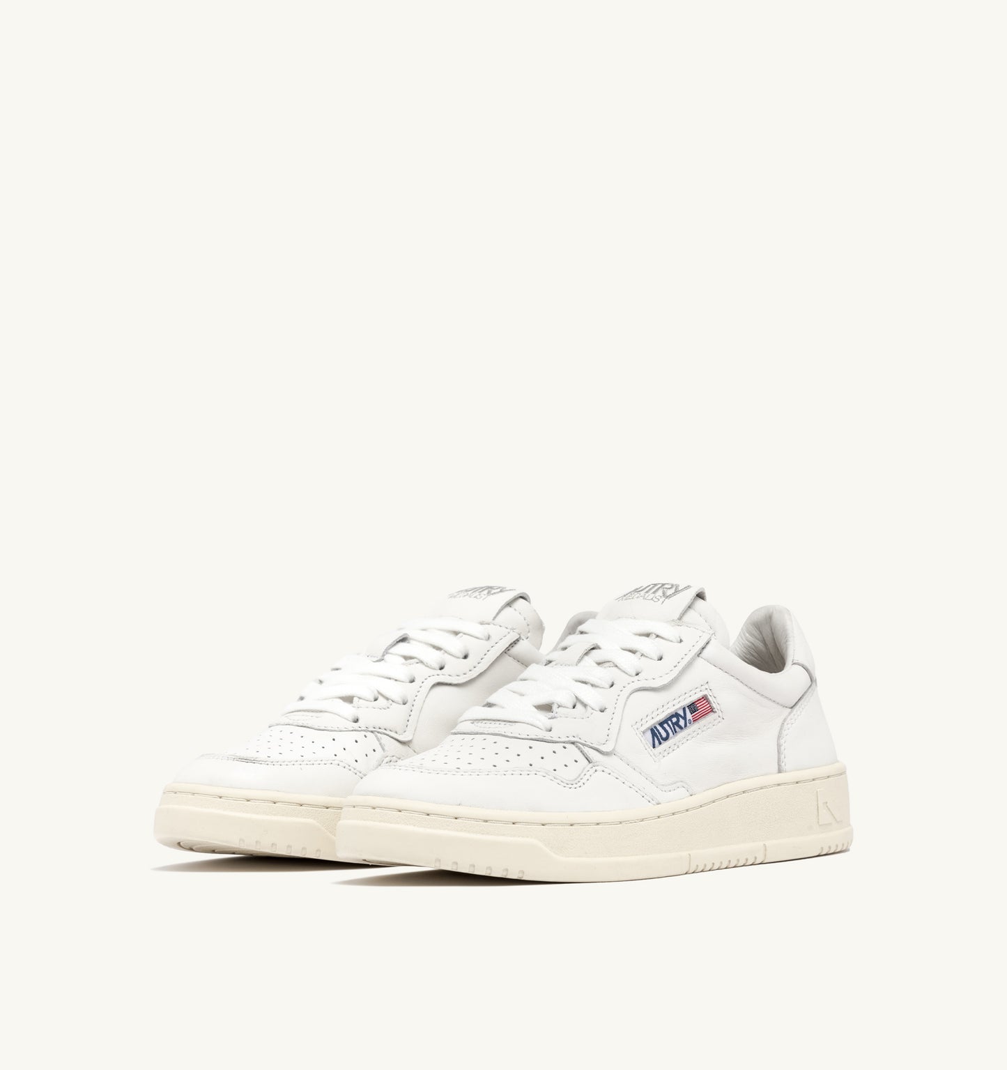 Medalist White Goatskin Leather Sneakers