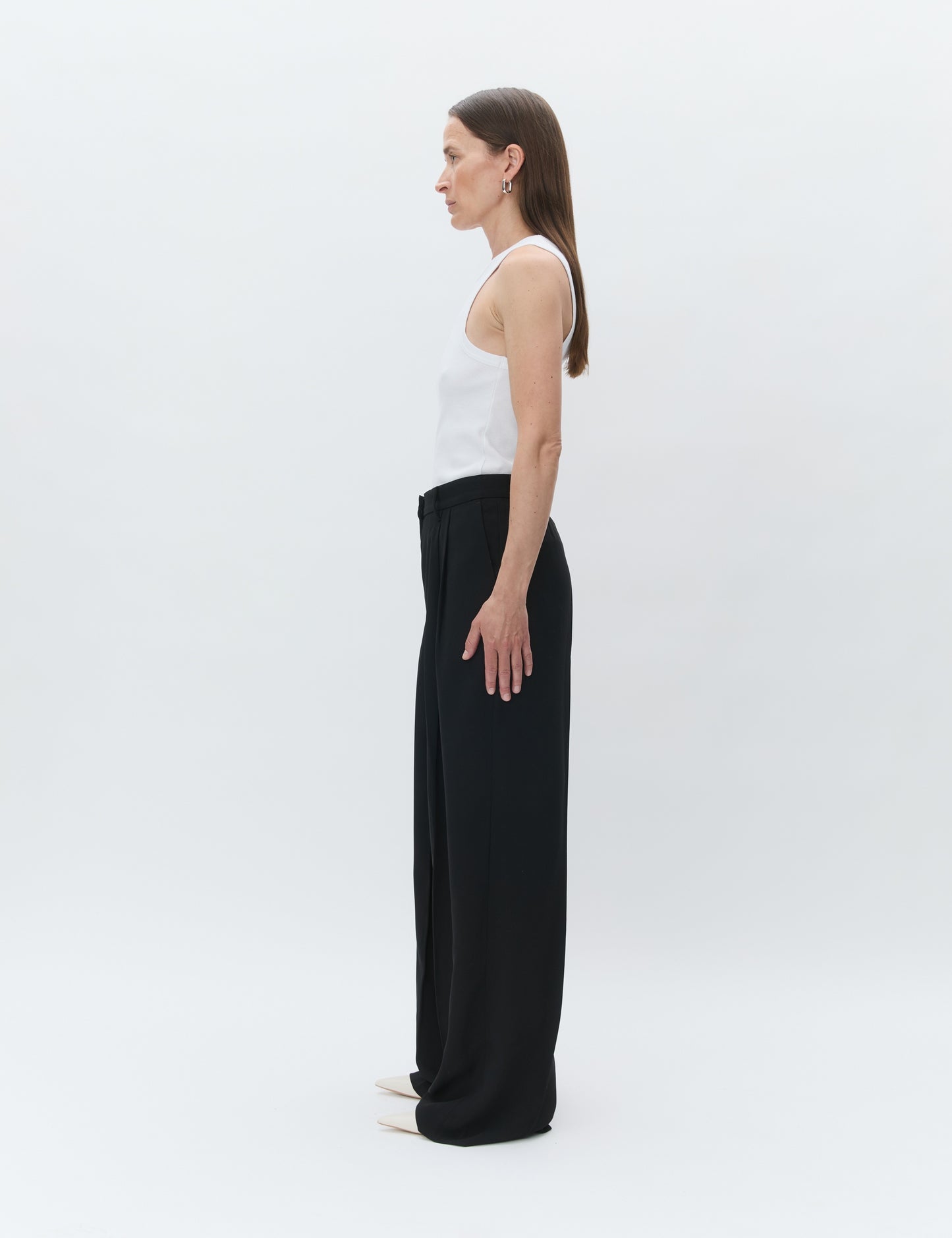 Enzo Black Classic Garbandine Relaxed Trousers