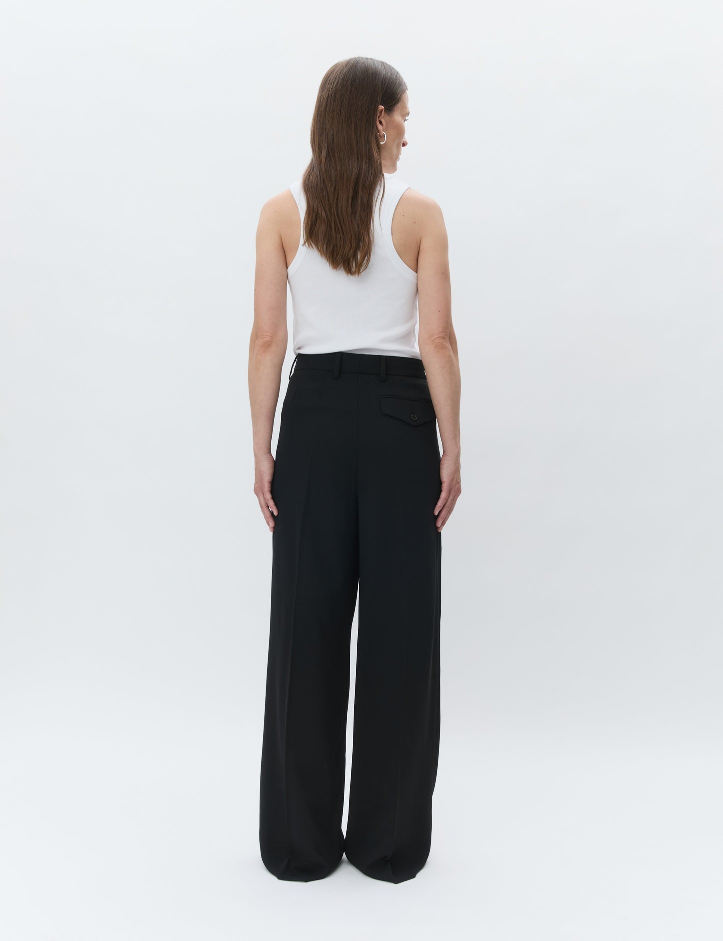 Enzo Black Classic Garbandine Relaxed Trousers