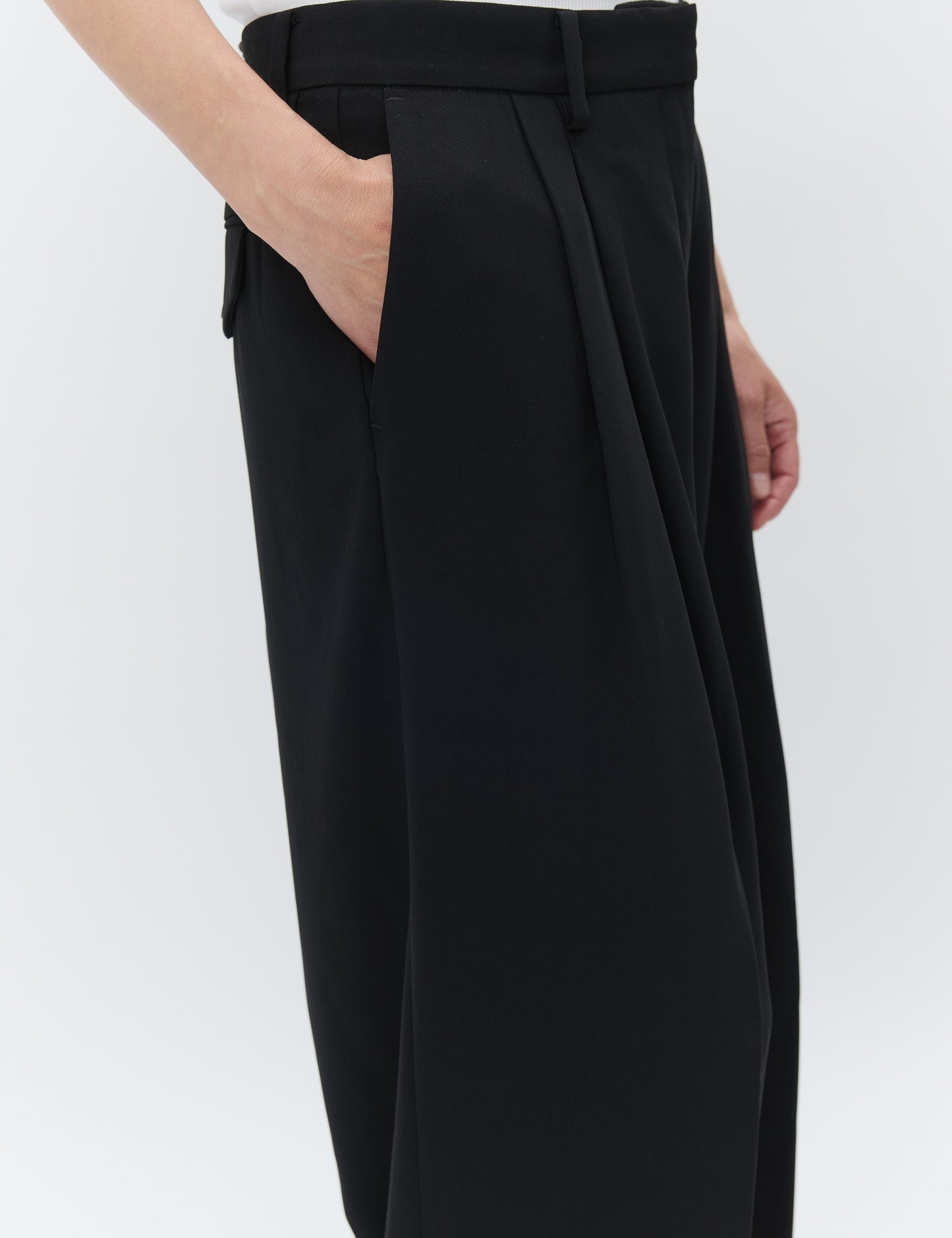 Enzo Black Classic Garbandine Relaxed Trousers