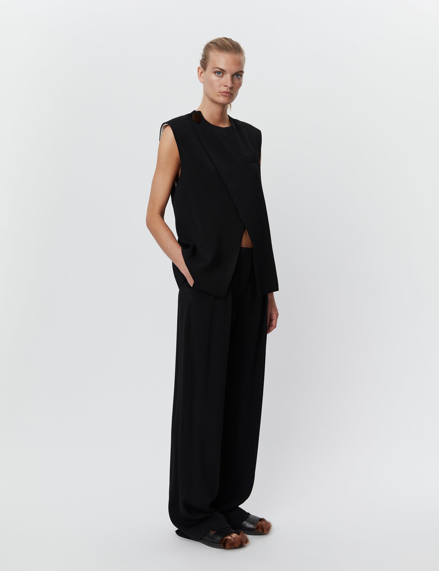 Day Birger - Enid Asymmetrical Black Sleeveless Vest
