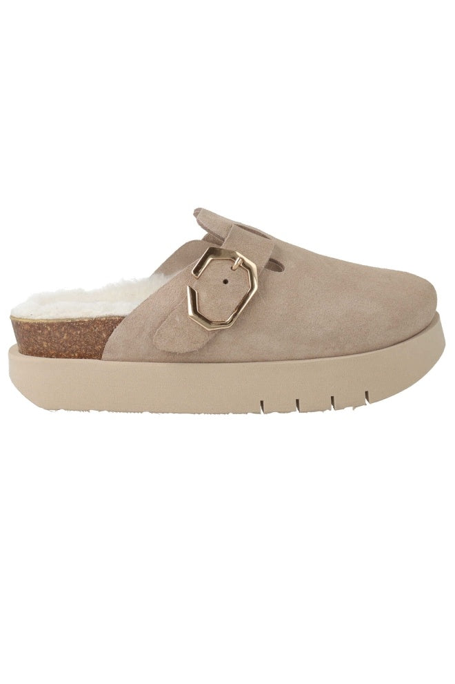 Indiana Taupe Sheerling Platform Clogs