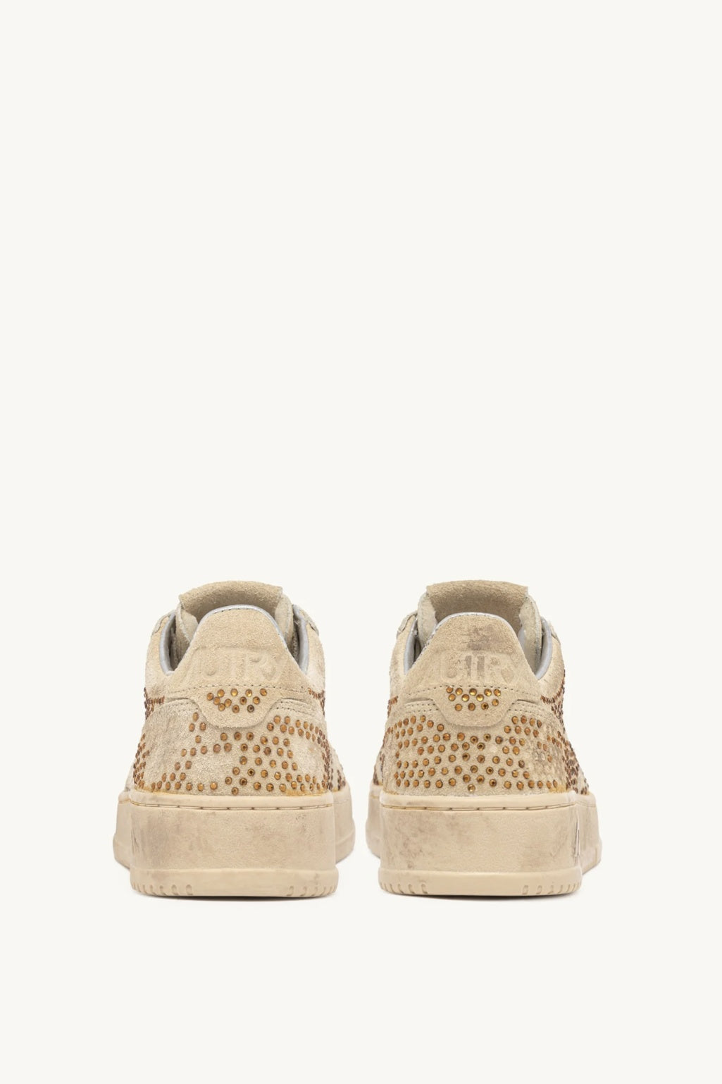 Bronze Autry Bloom sneakers with Rhinestones on a white background