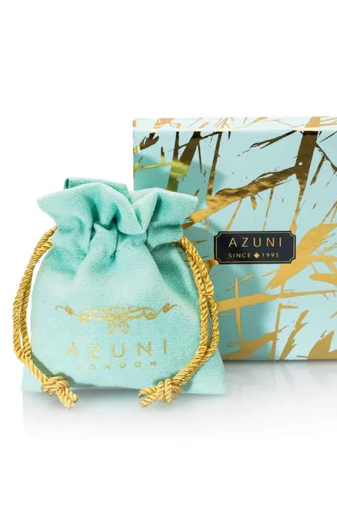 turquoise azuni branded pouch and gift box