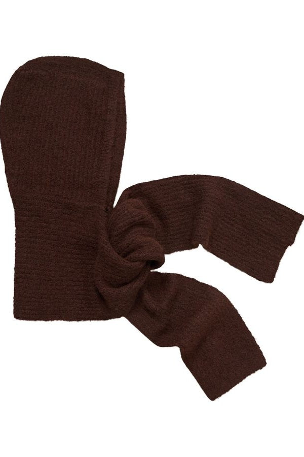 Brown hooded scarf on a white background