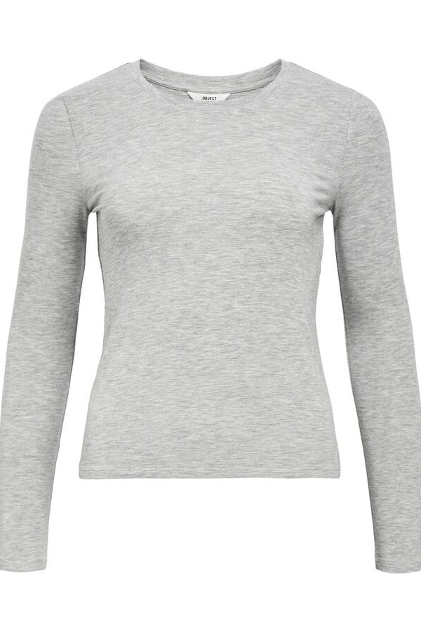 Grey long-sleeve shirt on a white background