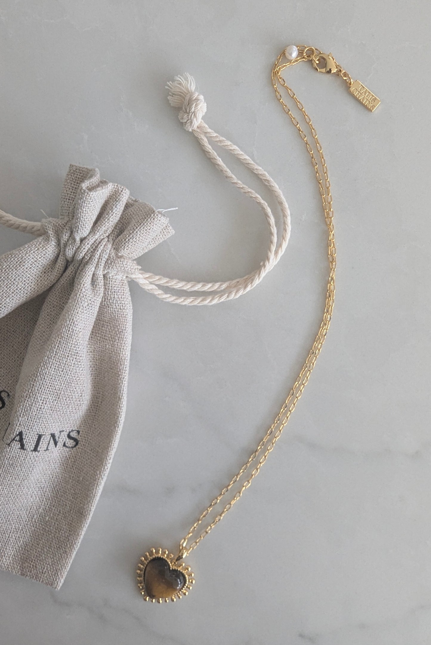 Mini Heart Tiger Eye Pendant Necklace