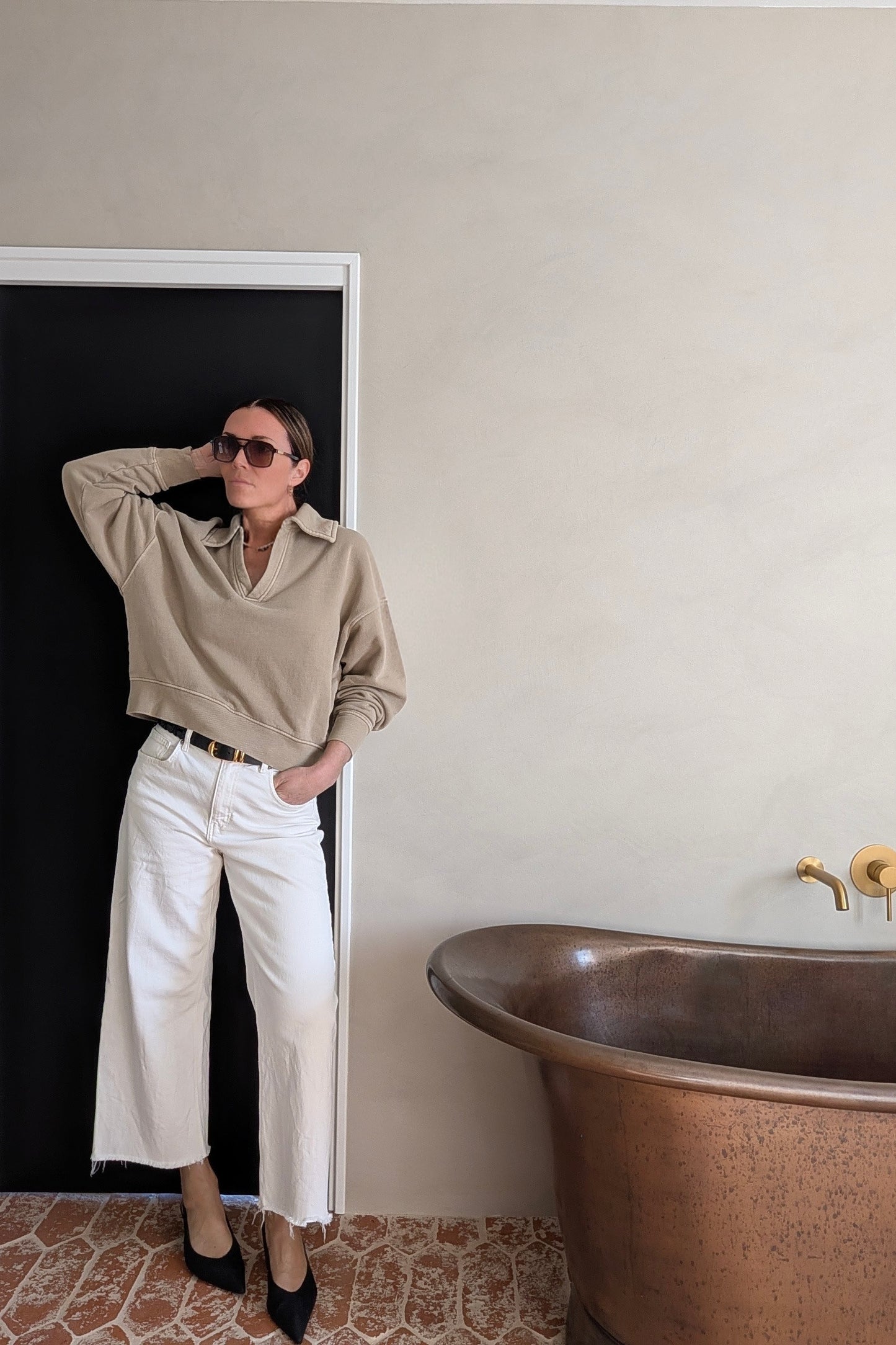 Lyra Wide Leg Raw Hem White Jeans