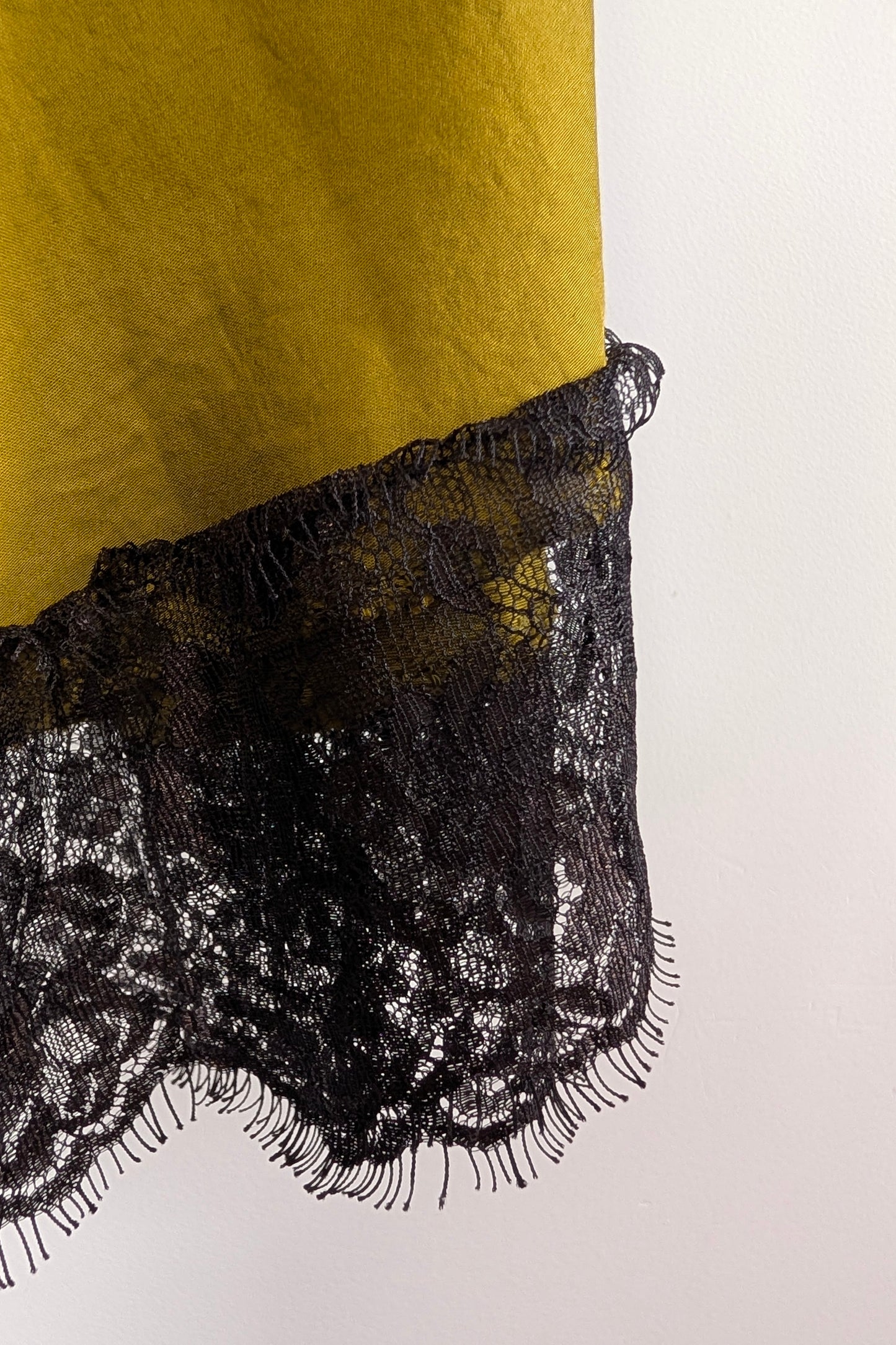 Olive Lace Trim Midi Skirt