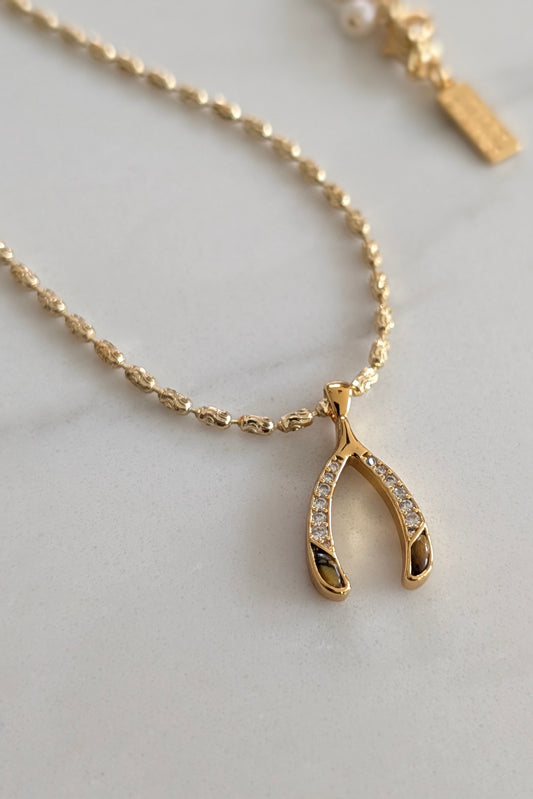 Wishbone Tiger's Eye Pendant Necklace