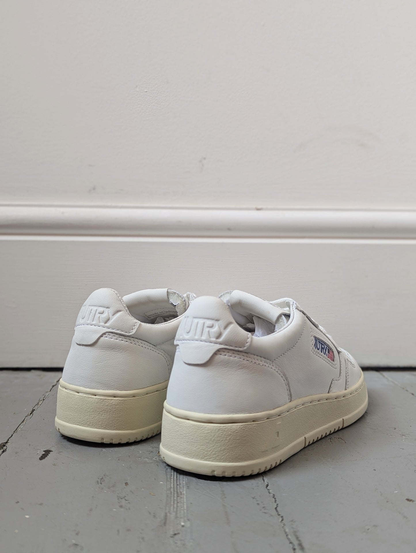 Medalist White Goatskin Leather Sneakers