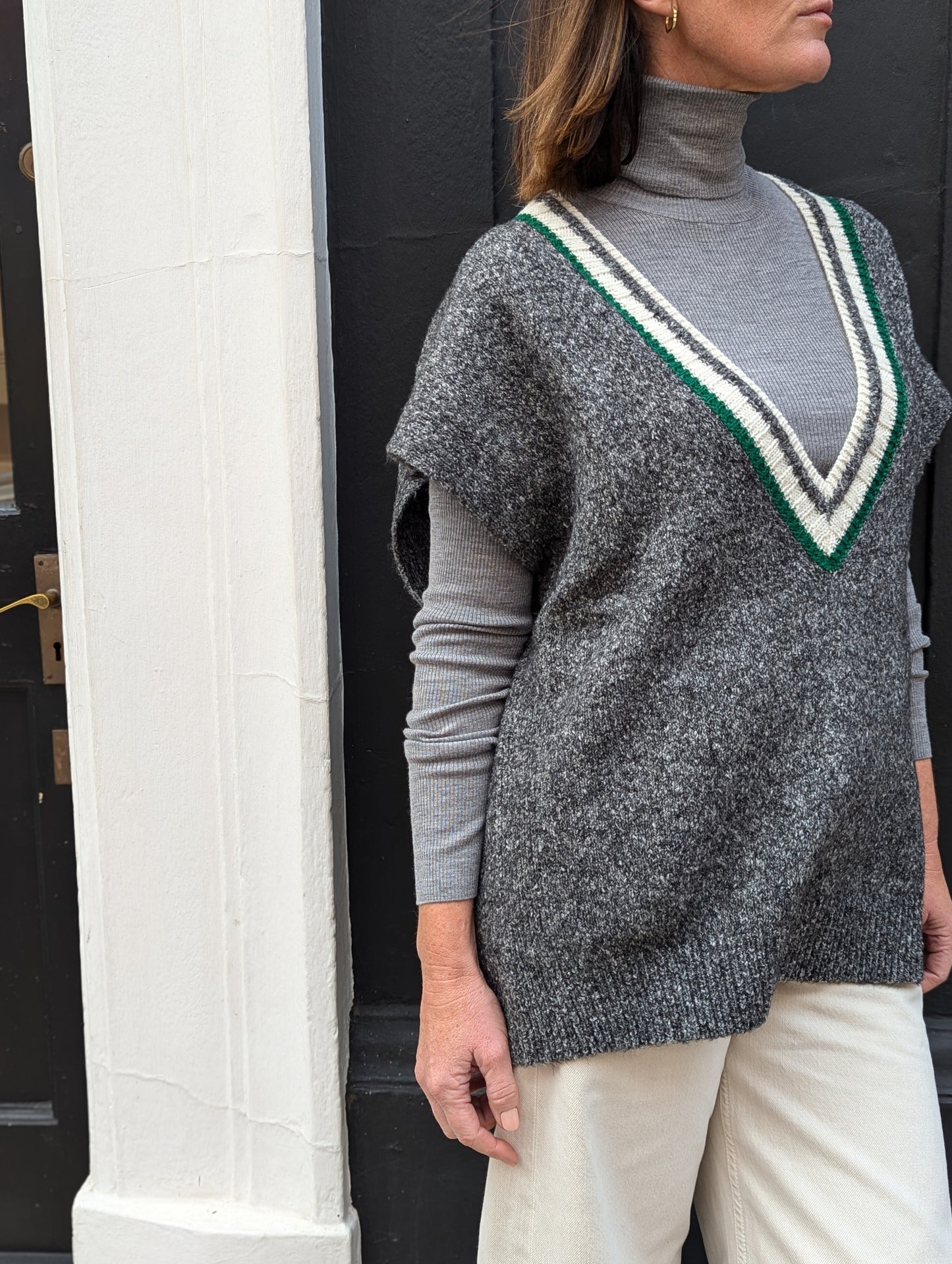 Sierra Grey Merino Roll-Neck Top