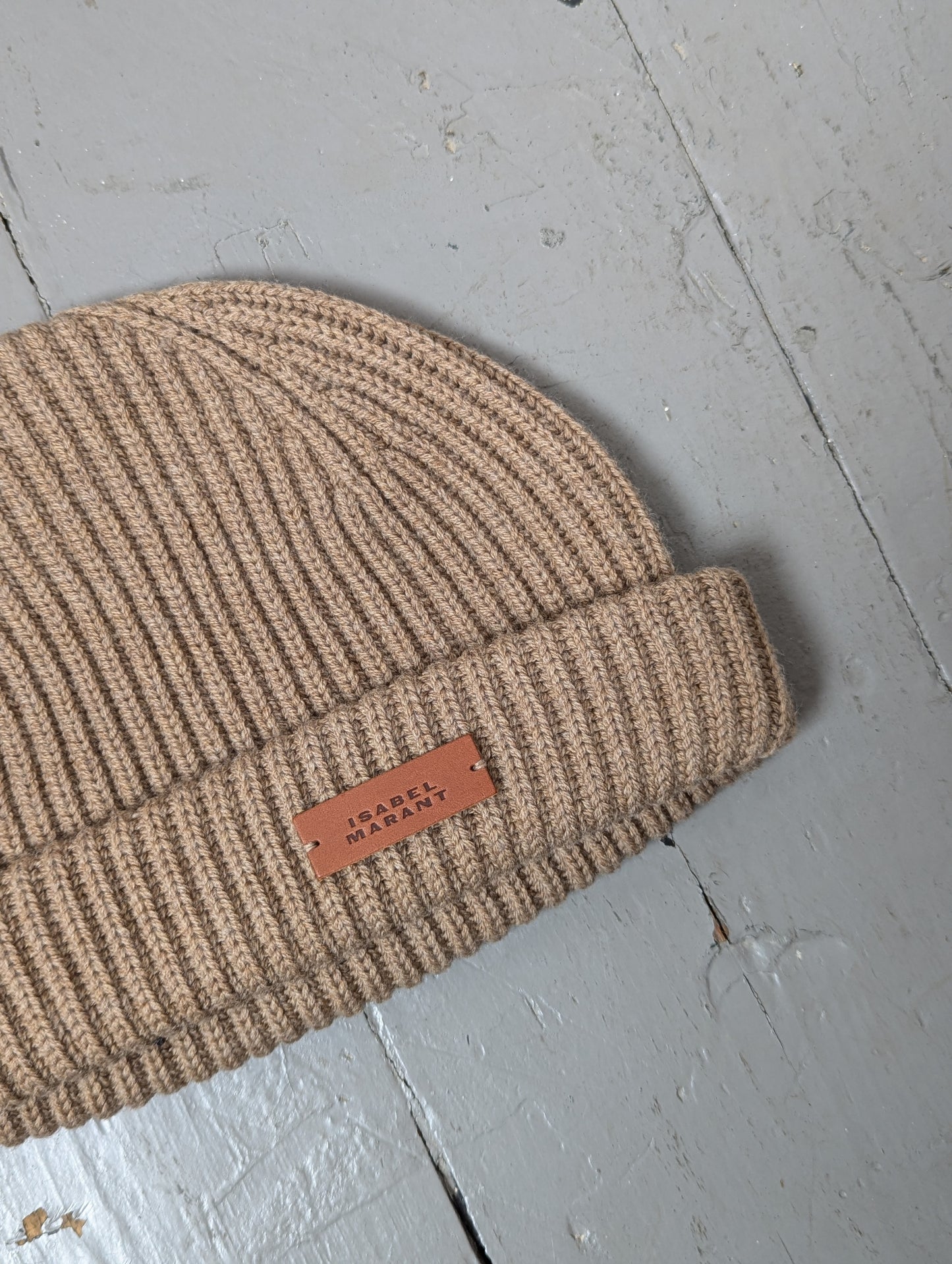 Erina Taupe Merino Camel Beanie Hat