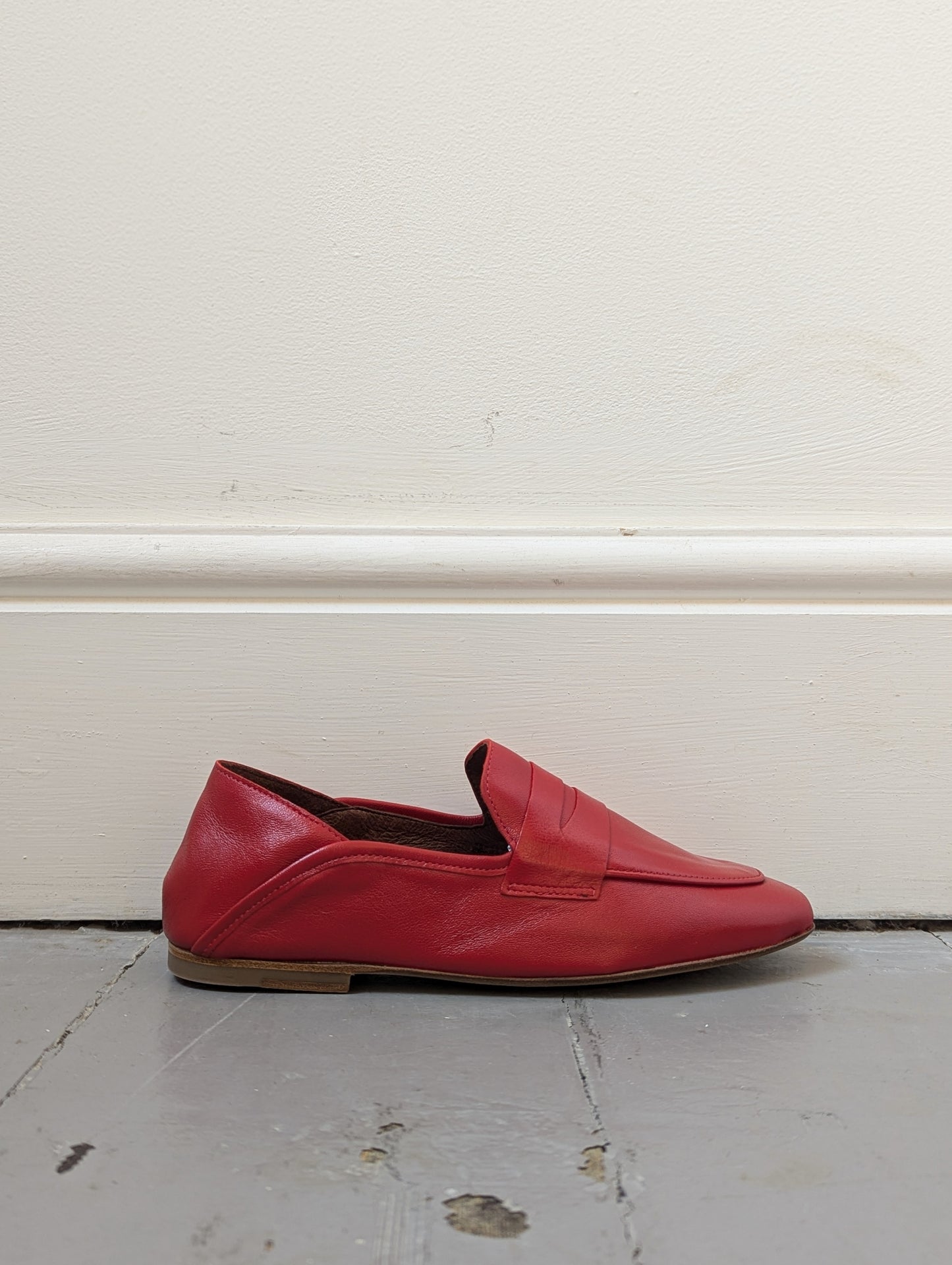 Lindsay Red Leather Loafers