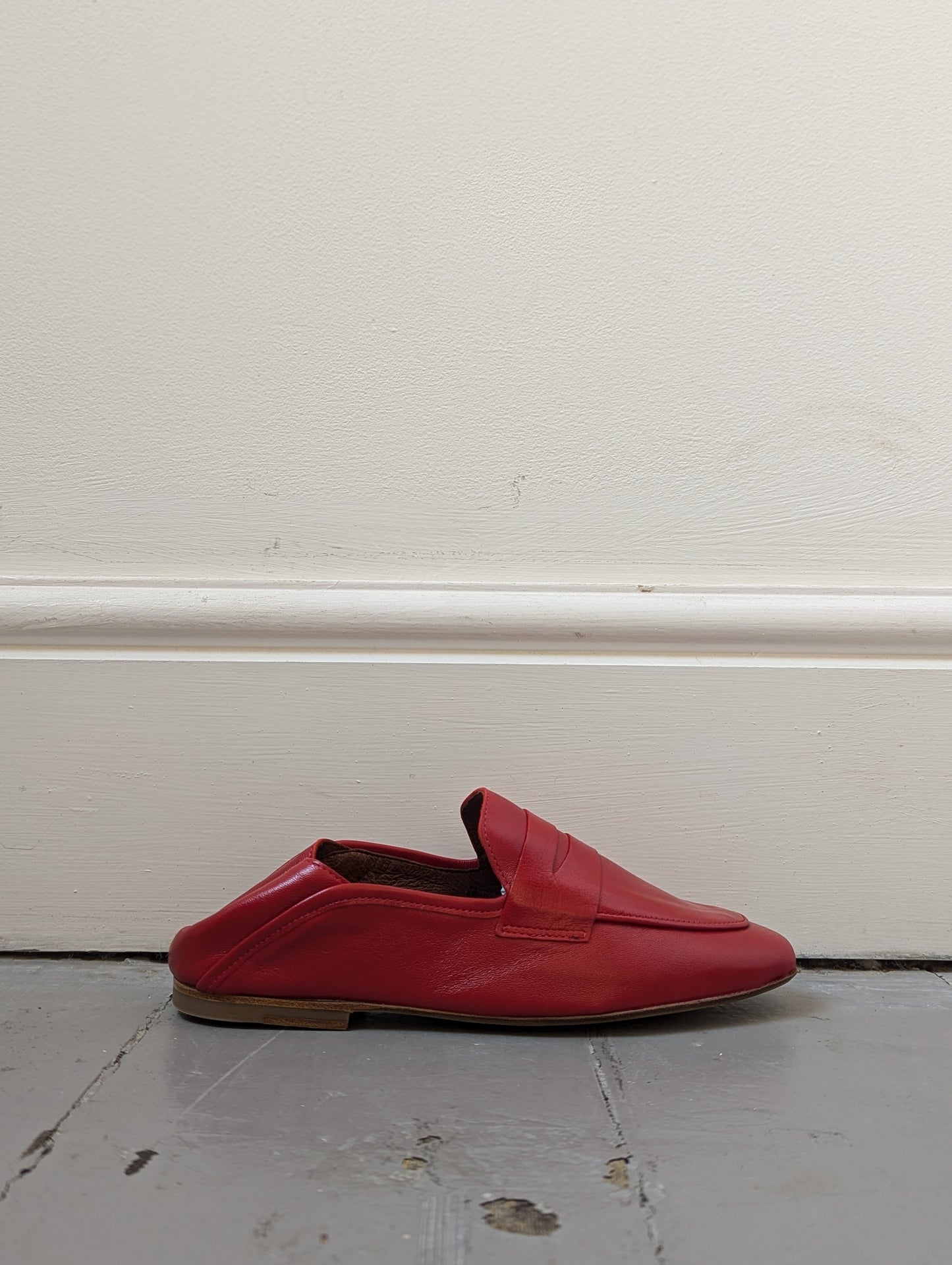 Lindsay Red Leather Loafers