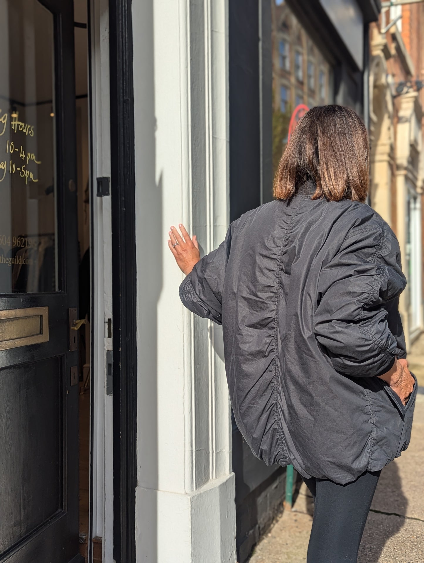 Coleen Faded Black Bomber Jacket