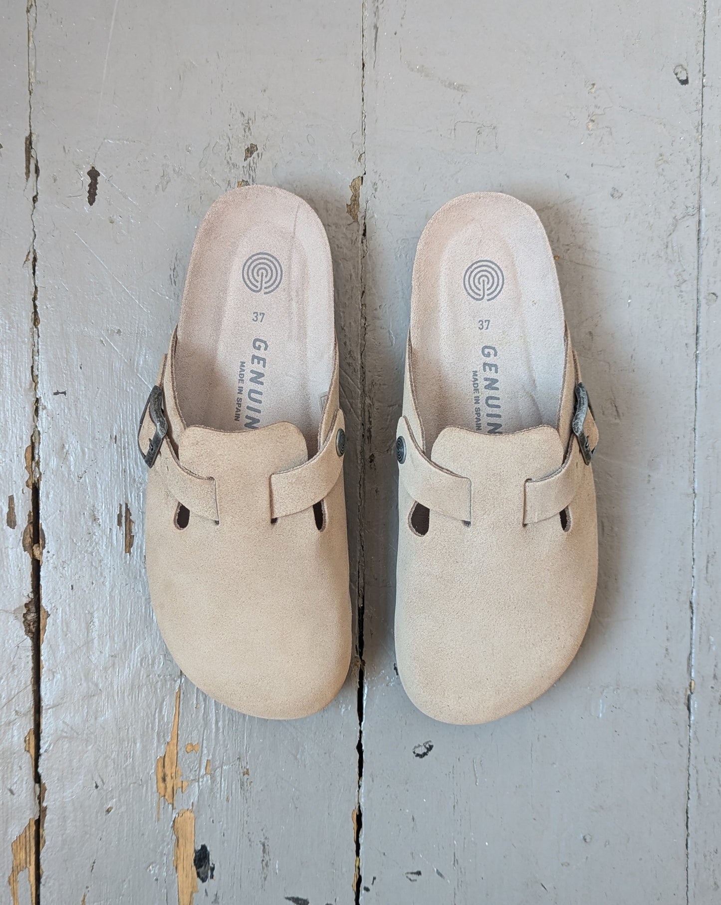 Riva Taupe Suede Leather Clogs