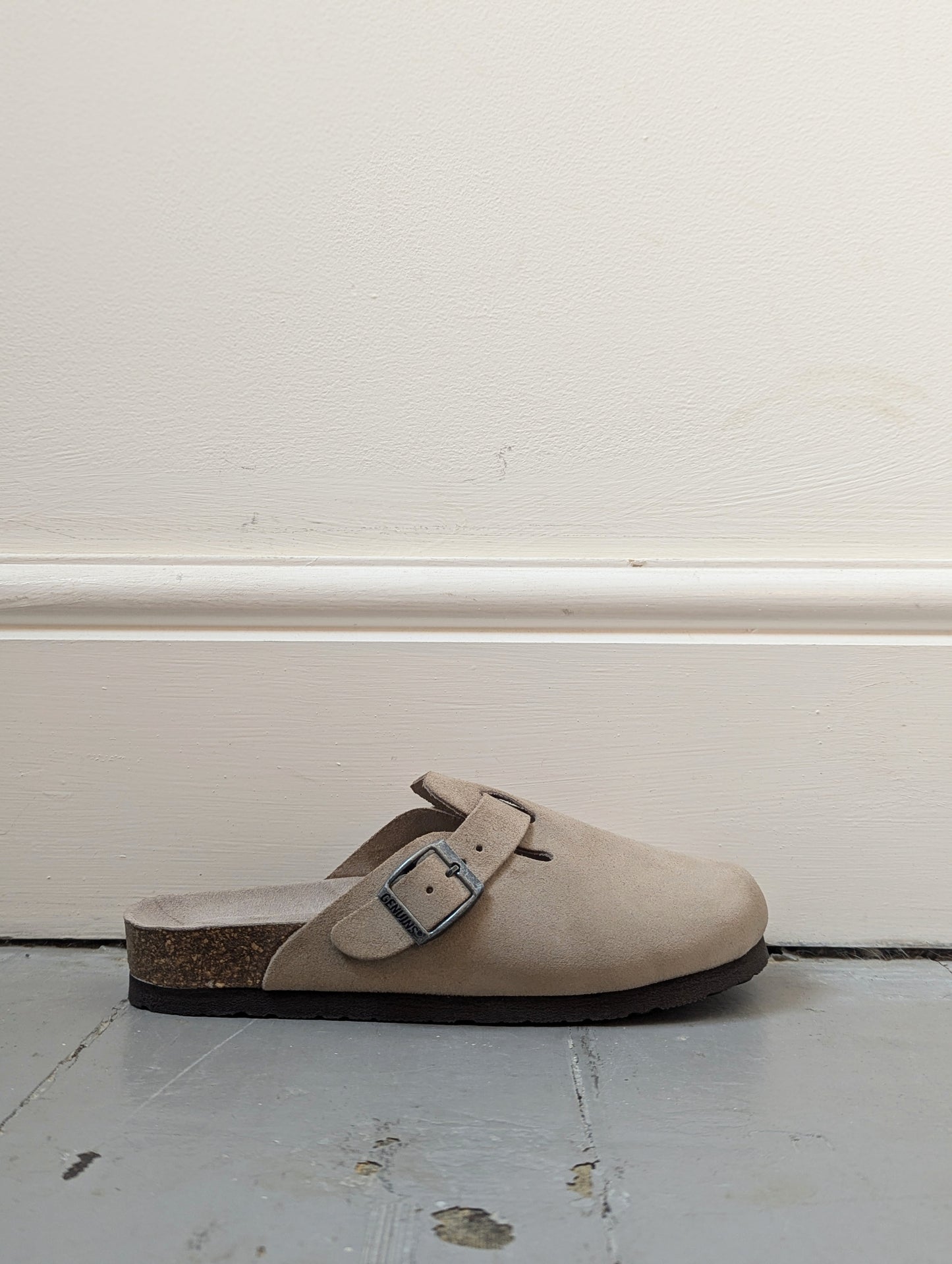 Riva Taupe Suede Leather Clogs