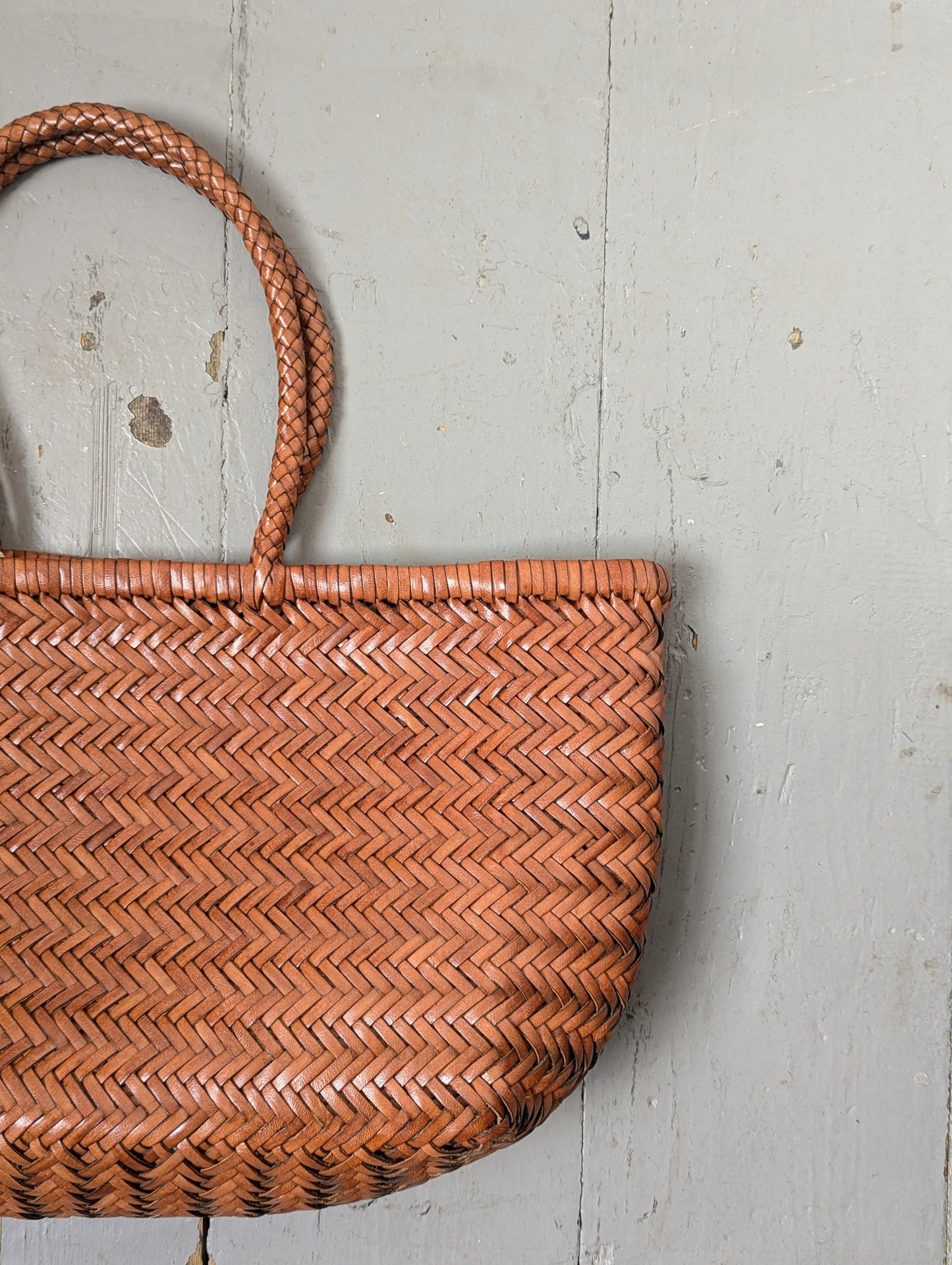 Bamboo Tan Triple Jump Woven Leather Bag