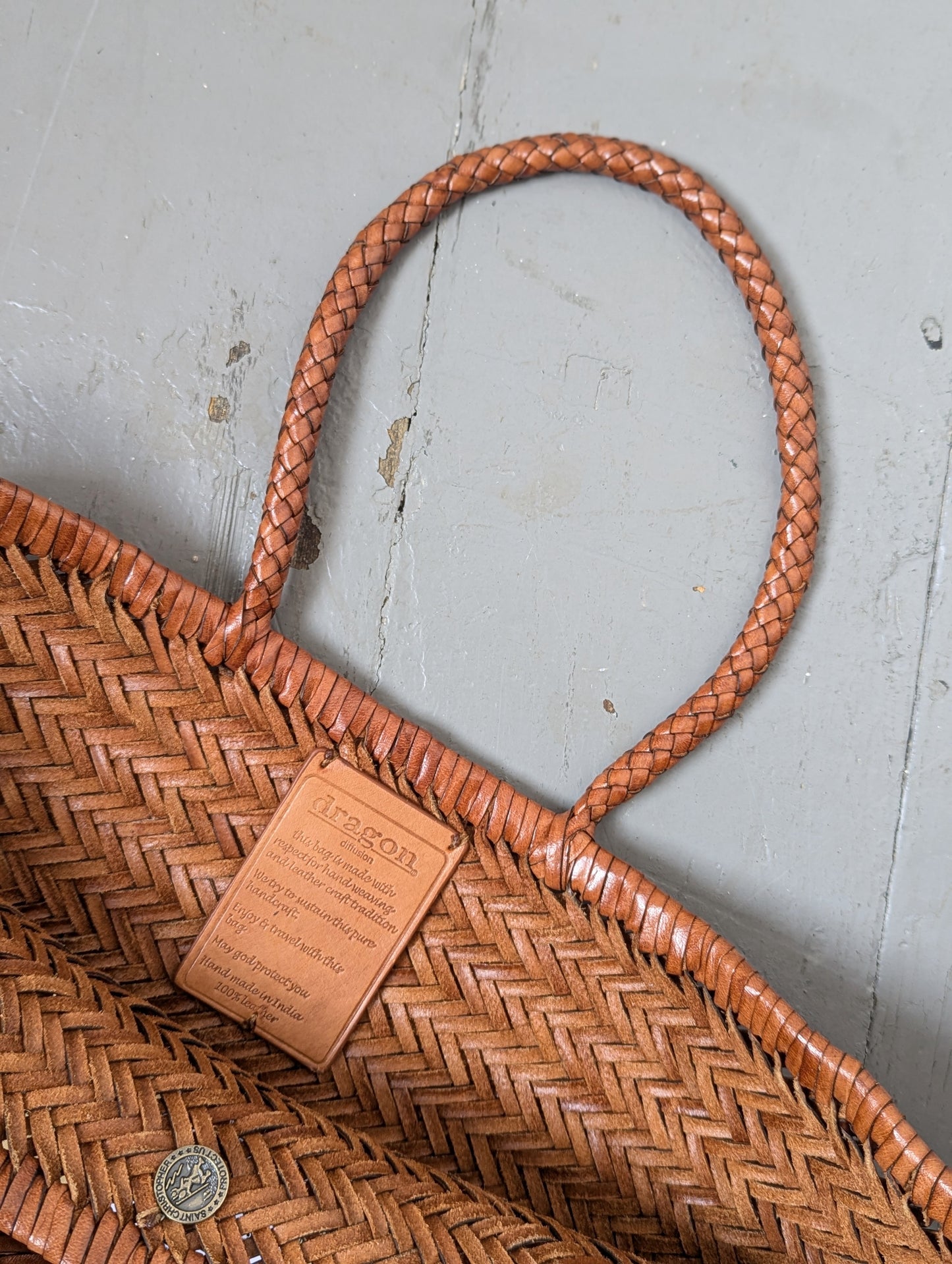 Bamboo Tan Triple Jump Woven Leather Bag