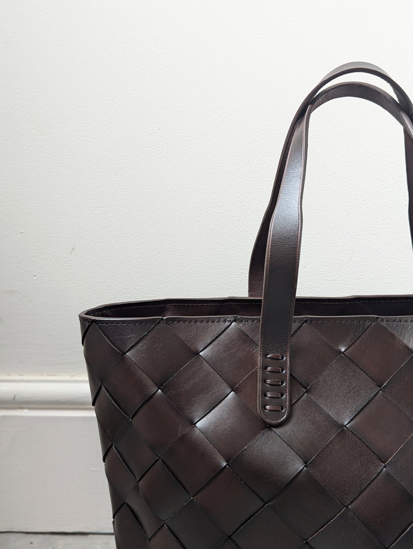 Japan Dark Brown Crossover Leather Tote