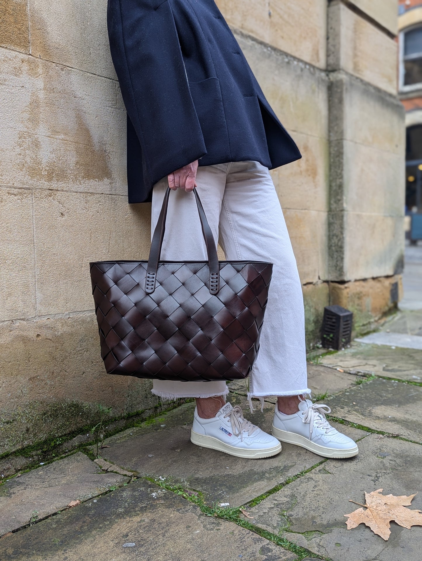 Japan Dark Brown Crossover Leather Tote