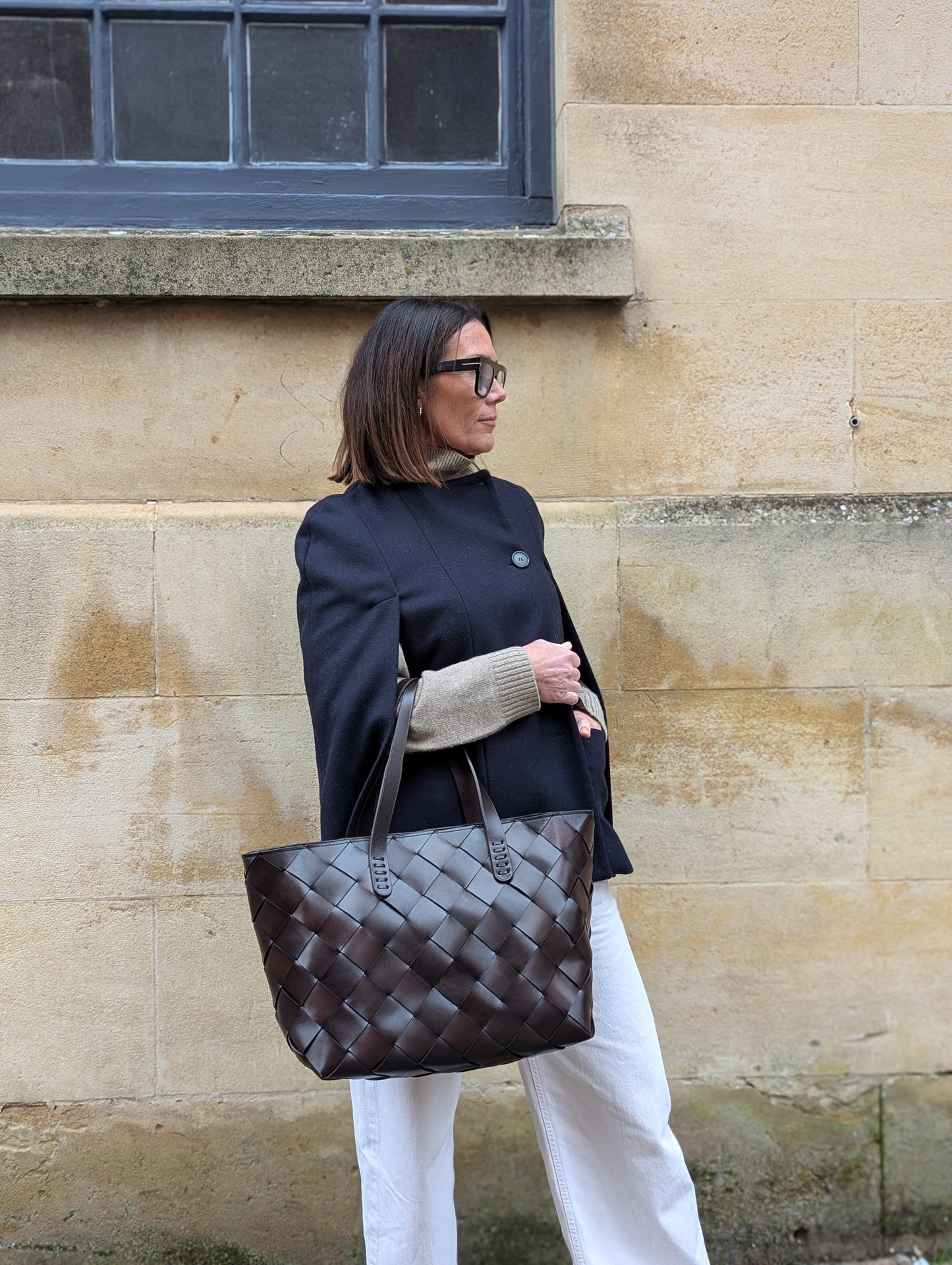 Japan Dark Brown Crossover Leather Tote