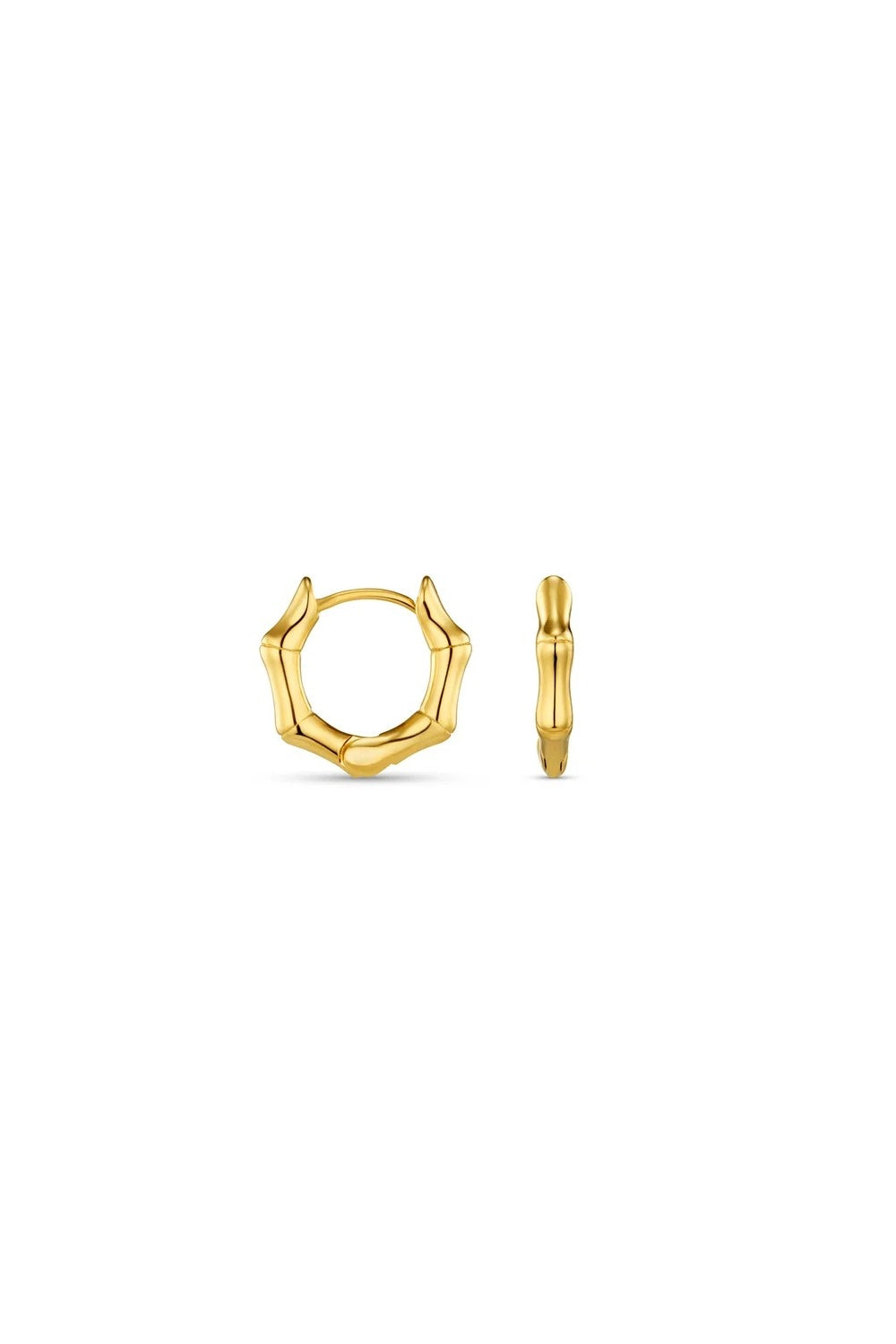 Gold earrings on a white background