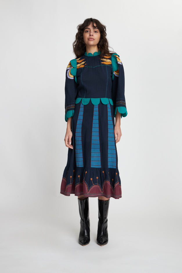 Embroidered Tailors Wardrobe Multi-Coloured Dress