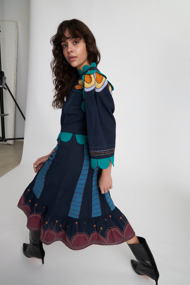 Embroidered Tailors Wardrobe Multi-Coloured Dress