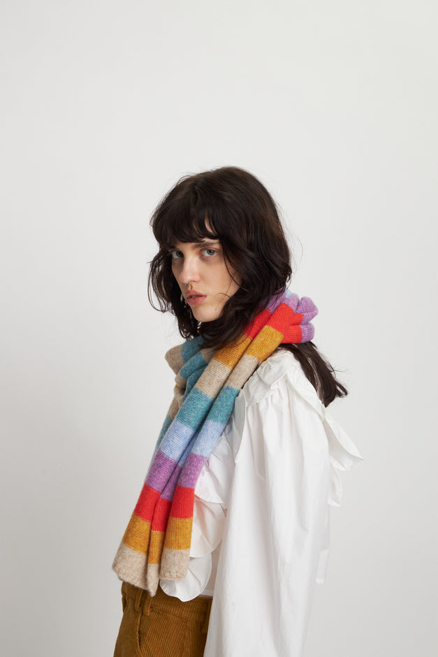 Multi-Coloured Striped Scarf