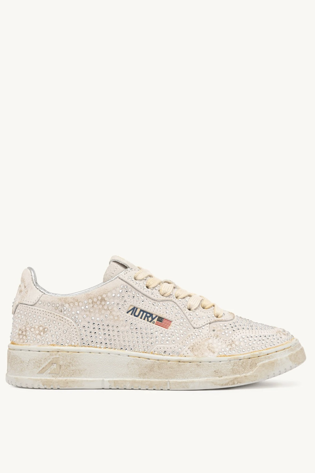 Medalist White Low Crystal Micro Rhinestones Sneakers