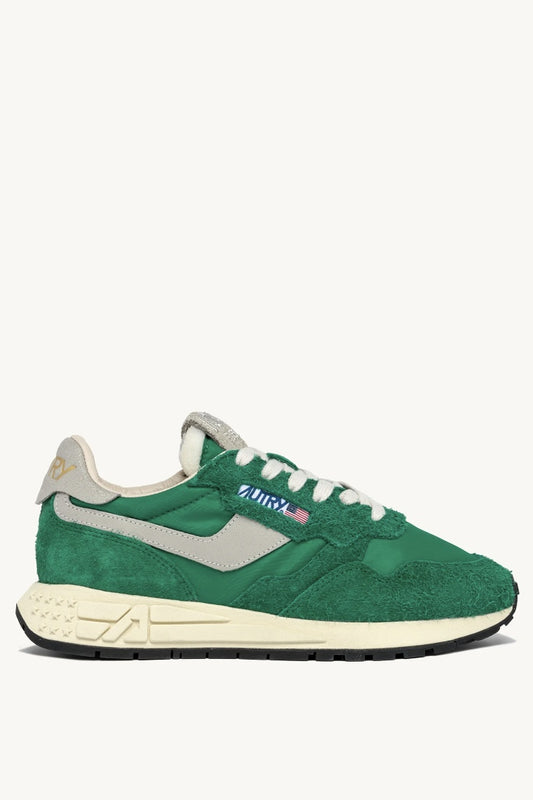 Reelwind Low Sneaker in Green Nylon and Suede