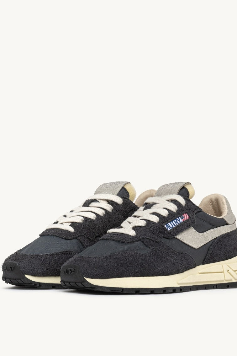 Reelwind Low Black Nylon and Suede Sneakers