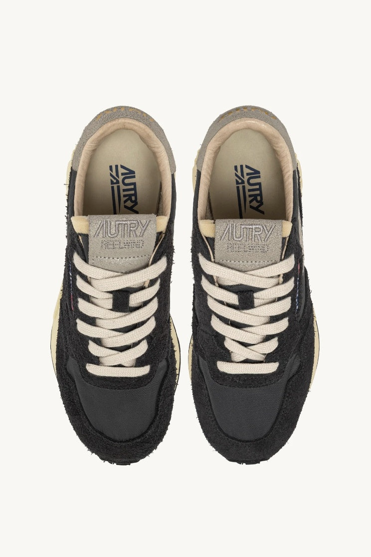 Reelwind Low Black Nylon and Suede Sneakers