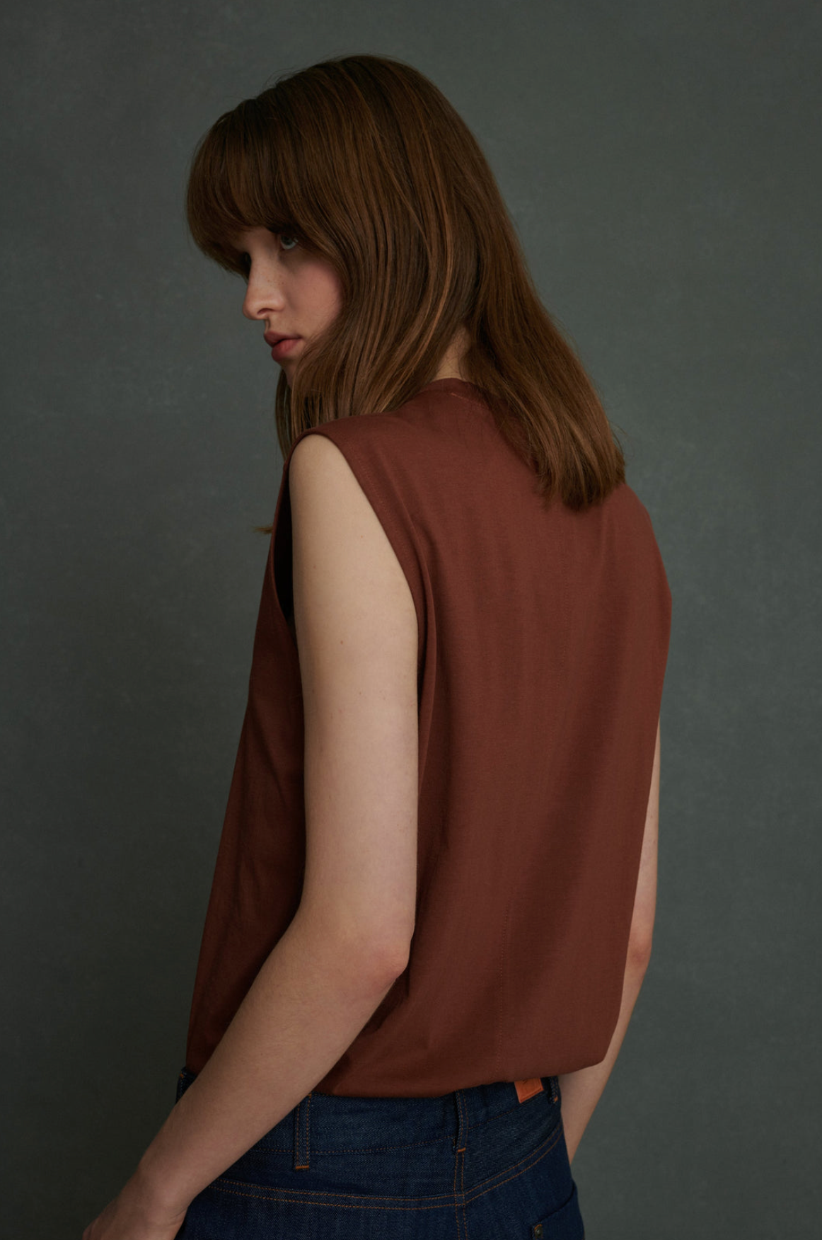 Soeur - Apolline Terracotta Sleeveless T-Shirt - Image 2 of 3
